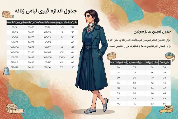 راهنما و جدول سایزبندی لباس زنانه
