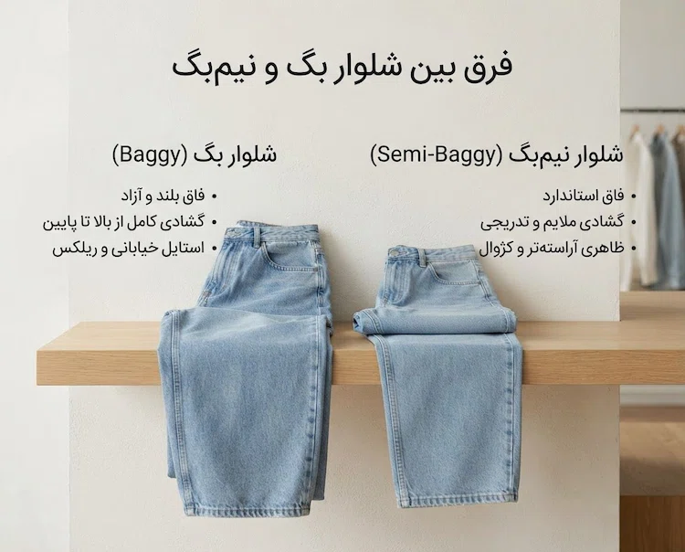 فرق بین شلوار بگ و نیم بگ